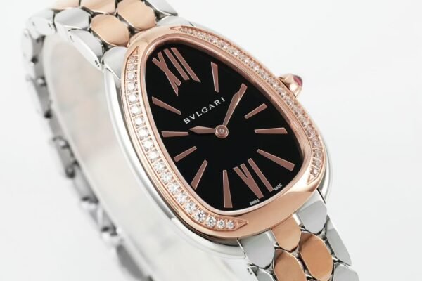 Bvlgari Serpenti Seduttori Diamond Bezel Silver Opaline Black Dial