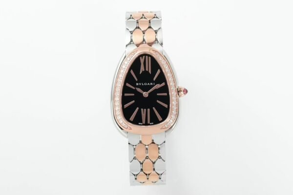 Bvlgari Serpenti Seduttori Diamond Bezel Silver Opaline Black Dial
