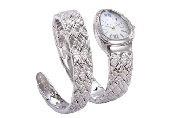 BV Factory Bvlgari Serpenti Spiga super clone (19) Best 1:1 Super Clone White Mother of Pearl Dial Diamond Bezel