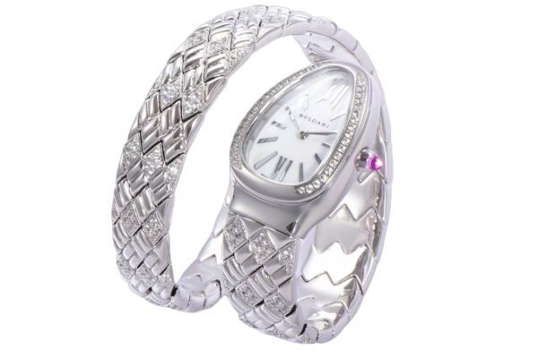 BV Factory Bvlgari Serpenti Spiga super clone (24) Best 1:1 Super Clone White Mother of Pearl Dial Diamond Bezel