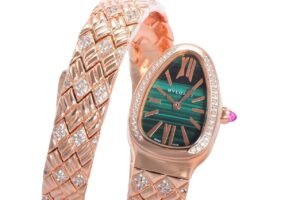 Bvlgari Serpenti Spiga rose gold malachite green diamond bezel
