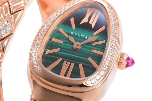 Bvlgari Serpenti Spiga rose gold malachite green diamond bezel