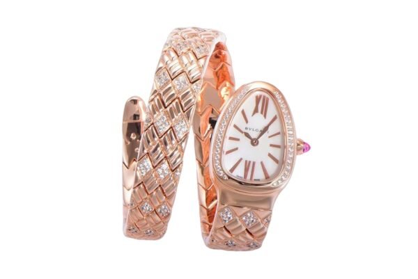 Bvlgari Serpenti Spiga Rose Gold Mother of Pearl Dial diamond bezel