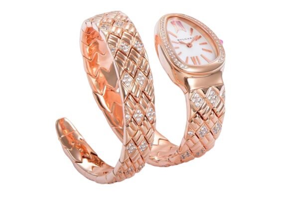Bvlgari Serpenti Spiga Rose Gold Mother of Pearl Dial diamond bezel