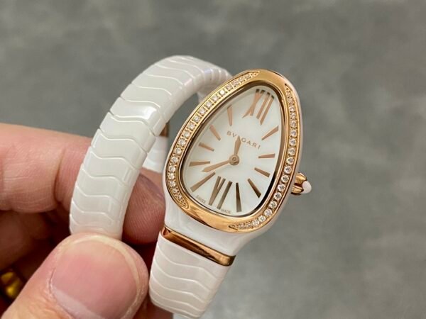 Bvlgari Serpenti Spiga White ceramic Mother-of-Pearl Dial