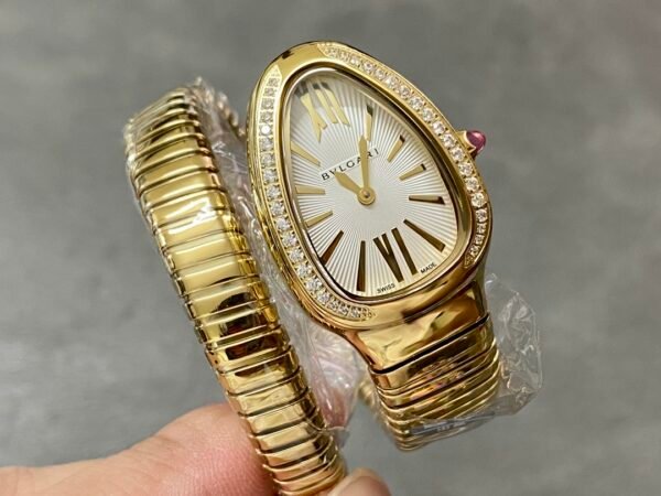 Bvlgari Serpenti Tubogas 18K Yellow Gold Single‑Spiral Diamond