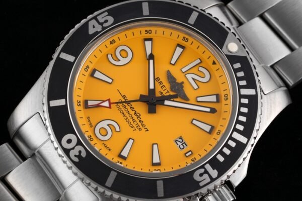 Breitling Superocean Automatic 42 Yellow Dial Steel bracelet