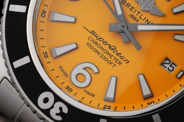 Breitling Superocean Automatic 42 Yellow Dial Steel bracelet