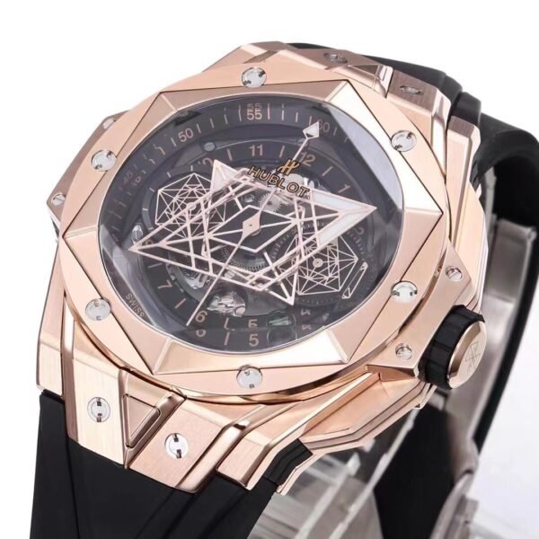 Best 1:1 Super Clone BBF Factory 45mm 18K Rose Gold Case Black Ceramic Bezel Skeleton Dial Flyback Chronograph