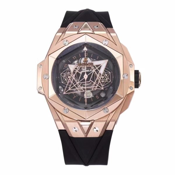 Best 1:1 Super Clone BBF Factory 45mm 18K Rose Gold Case Black Ceramic Bezel Skeleton Dial Flyback Chronograph