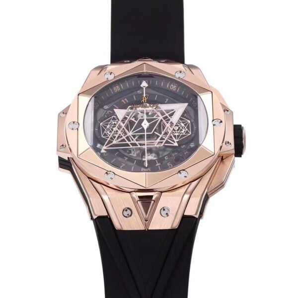 Best 1:1 Super Clone BBF Factory 45mm 18K Rose Gold Case Black Ceramic Bezel Skeleton Dial Flyback Chronograph