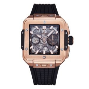 hub Best 1:1 Super Clone BBF Factory 18K Rose Gold PVD Case Black Ceramic Bezel Skeleton Flyback Chronograph