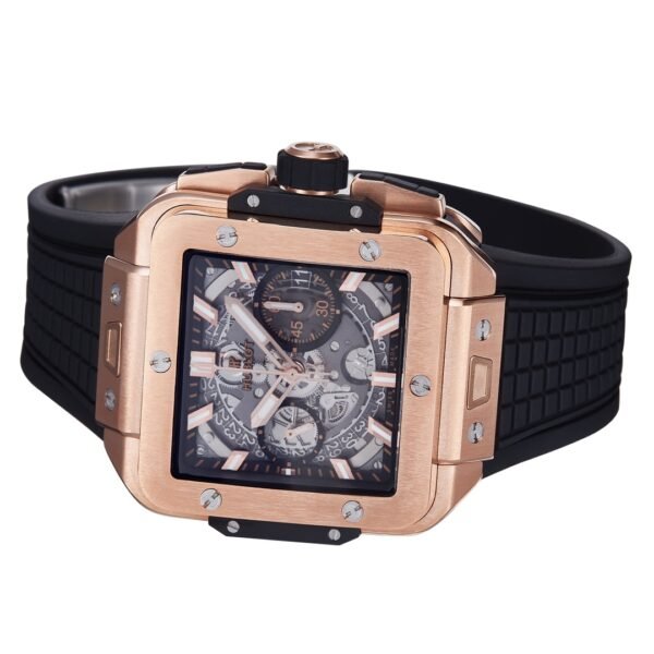 side view of a square bang unico watch