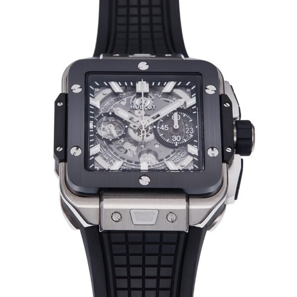 square bang unico rose gold rubber watch