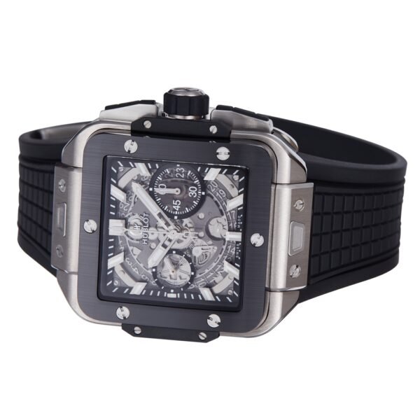 side view of a square bang unico watch