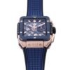 HUBLOT SQUARE BANG UNICO ROSE GOLD BLUE CERAMIC BEZEL WATCH BBF