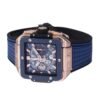 HUBLOT SQUARE BANG UNICO ROSE GOLD BLUE CERAMIC BEZEL WATCH BBF