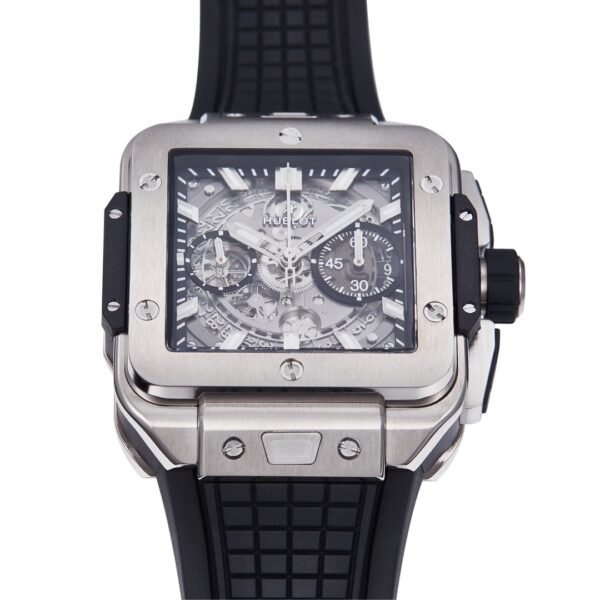 square bang unico rose gold rubber watch