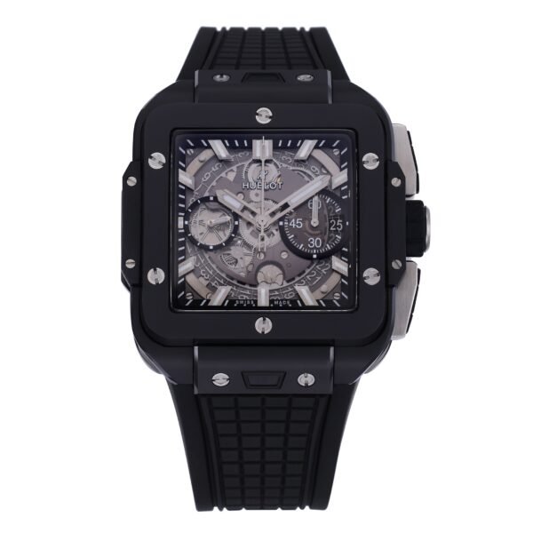 hublot square bang unico men full black ceramic chronograph watch