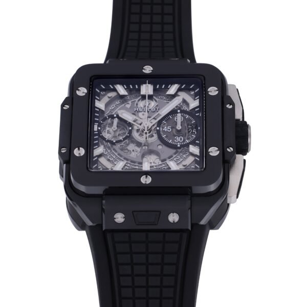 square bang unico rose gold rubber watch