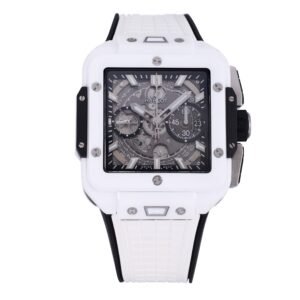 hublot square bang unico men full white ceramic chronograph watch