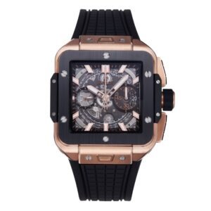hublot Best 1:1 Super Clone BBF Factory 18K Rose Gold PVD Case Black Ceramic Bezel Skeleton Flyback Chronograph