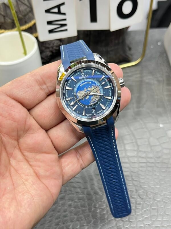 Omega Seamaster Aqua Terra 150M GMT Worldtimer VSF (10) Omega Seamaster Aqua Terra 150M GMT Worldtimer Blue VSF