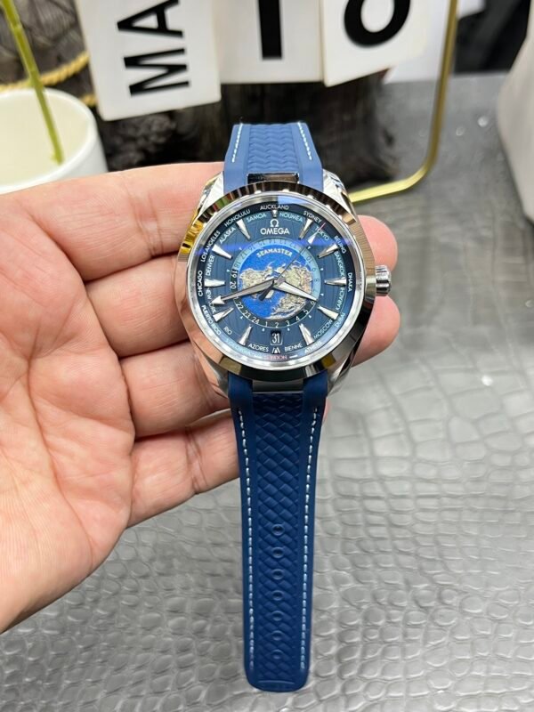 Omega Seamaster Aqua Terra 150M GMT Worldtimer VSF (11) Omega Seamaster Aqua Terra 150M GMT Worldtimer Blue VSF
