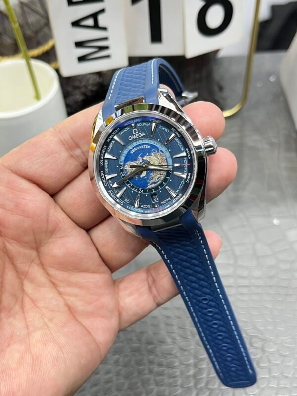 Omega Seamaster Aqua Terra 150M GMT Worldtimer VSF (13) Omega Seamaster Aqua Terra 150M GMT Worldtimer Blue VSF