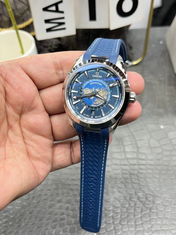 Omega Seamaster Aqua Terra 150M GMT Worldtimer VSF (14) Omega Seamaster Aqua Terra 150M GMT Worldtimer Blue VSF