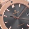 Hublot Classic Fusion 42mm replica black lacquered dial baton hour markers date window at 3 o‘clock