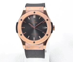 Hublot Classic Fusion 42mm titanium black dial replica with satin polished case 6 H-shaped screws