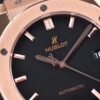 Hublot Classic Fusion 42mm replica black lacquered dial baton hour markers date window at 3 o‘clock