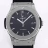hublot classic fusion 42mm titanium black dial replica with satin polished case 6 H-shaped screws