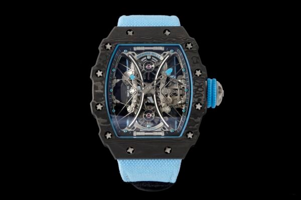 rm53-01 super clonr pablo mac donough carbon fiber watch front view fabric starp
