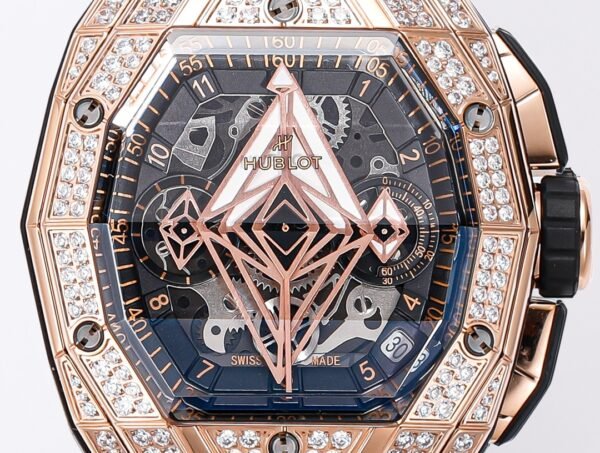 Spirit of Big Bang 42mm replica sapphire skeleton dial column wheel visible at 6 o’clock multi layered open worked movement