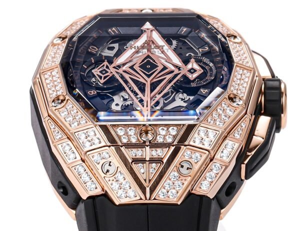 Spirit of Big Bang 42mm replica sapphire skeleton dial column wheel visible at 6 o’clock multi layered open worked movement
