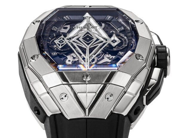 hublot spirit of big bang sang bleu 42mm limited edition tattoo geometric case skeleton dial