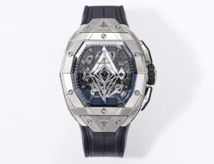 hublot spirit of Big Bang 42mm titanium satin polished case tonneau shape skeleton dial flyback chronograph