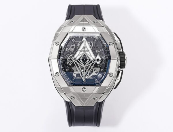 hublot spirit of Big Bang 42mm titanium satin polished case tonneau shape skeleton dial flyback chronograph