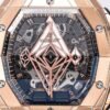 Hublot Spirit of Big Bang King Gold rose gold watch (1) 6 H shaped titanium screws design signature element Big Bang Spirit collection bezel side view BBF replica