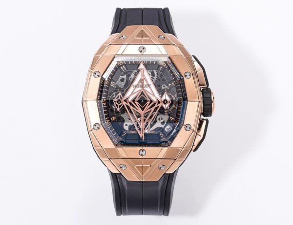 Hublot Spirit of Big Bang King Gold rose gold watch (3) Spirit of Big Bang King Gold 42mm 18K rose gold PVD case black rubber strap chronograph BBF super clone