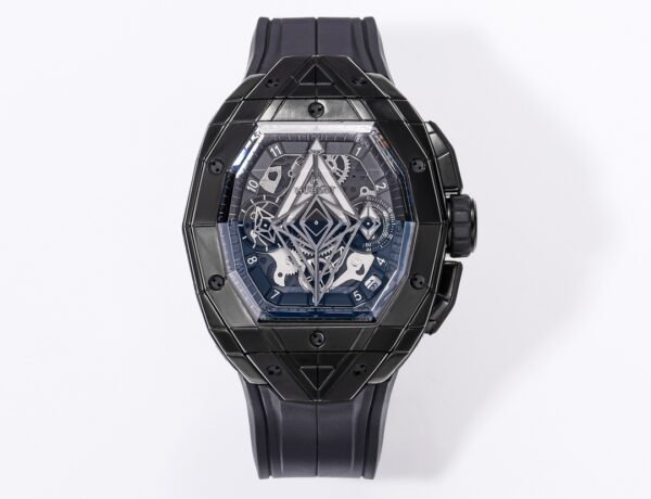 hublot Spirit of Big Bang 42mm full black ceramic case all black edition skeleton dial chronograph BBF factory replica