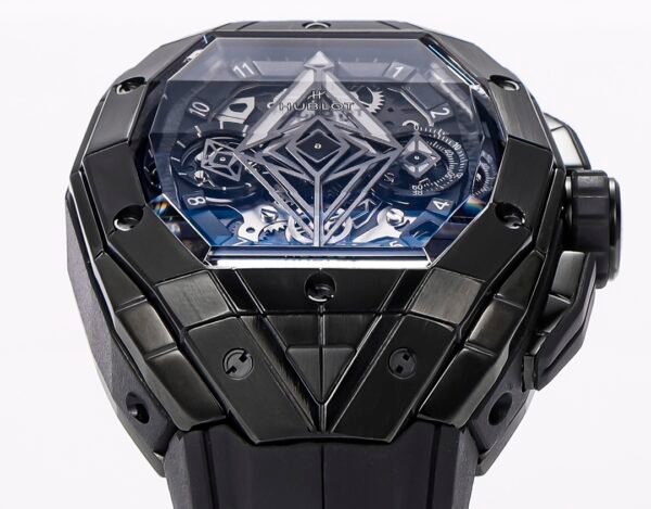 hublot spirit of Big Bang Sang Bleu All Black 42mm ceramic limited 200 pieces tattoo geometric case chronograph replica