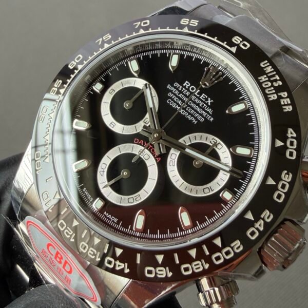 luxury rolex daytona with black dial and ceramic bezel