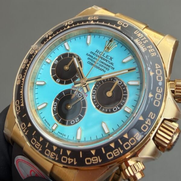 luxury rolex daytona m126518-0014 with 18K gold tiffany dial and ceramic bezel