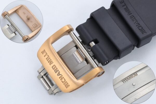 soft fluoroelastomer black strap, richard mille titanium buckle