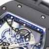skeletonized dial with grade 5 titanium baseplate and double mainspring barrels