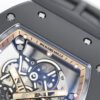 skeletonized dial with grade 5 titanium baseplate and double mainspring barrels