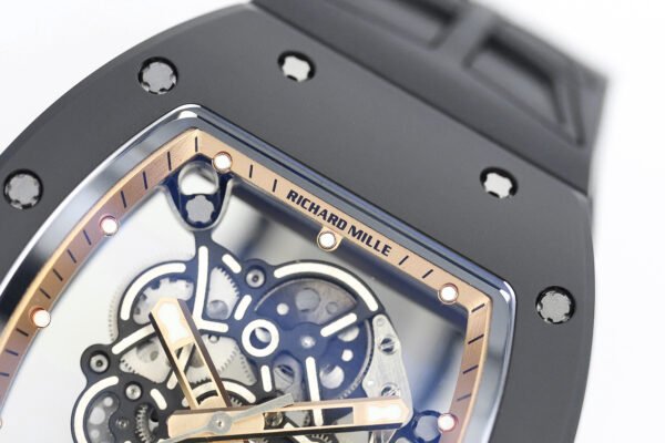 skeletonized dial with grade 5 titanium baseplate and double mainspring barrels